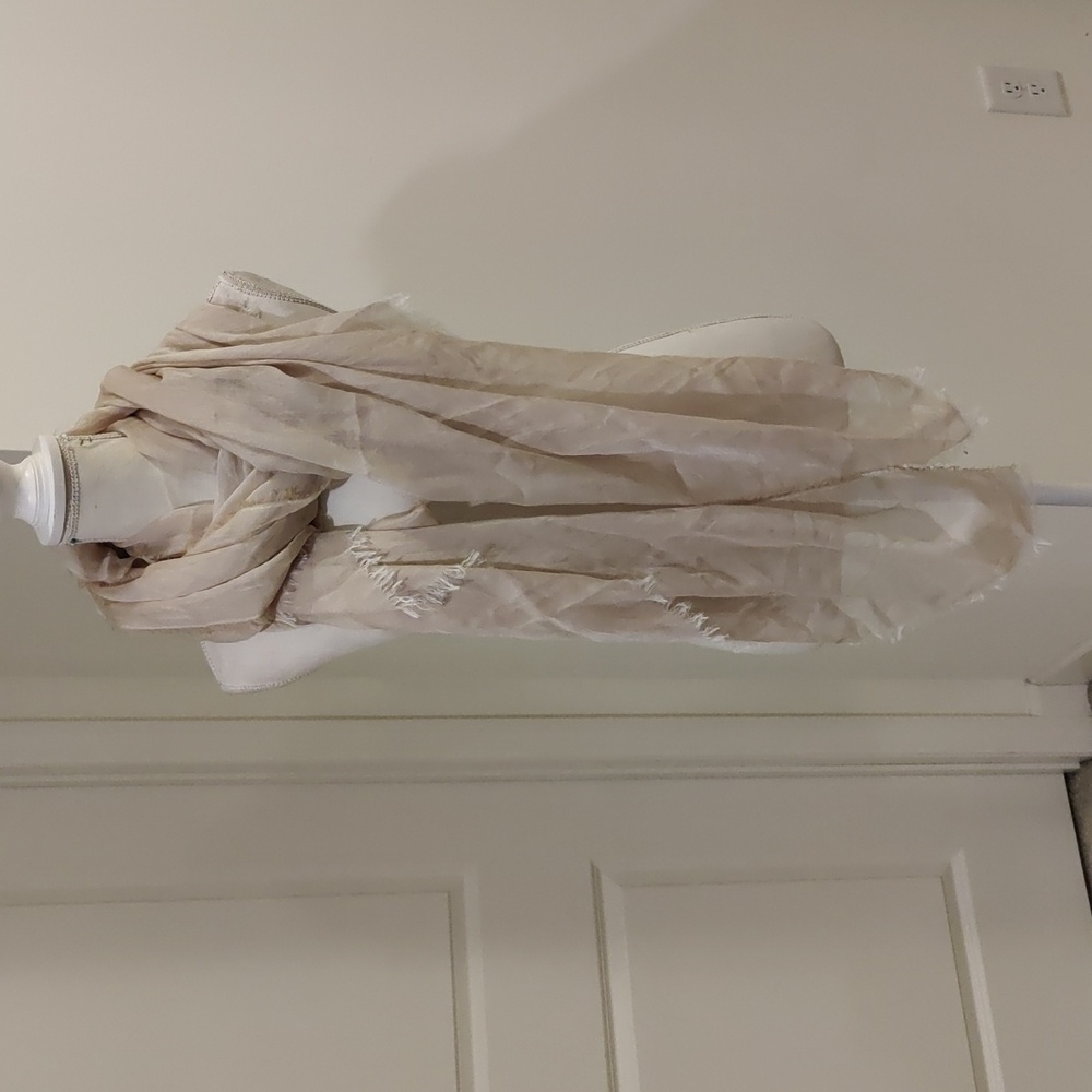 Modal & Silk Scarf Nordstrom Elegant Wrap Chic Beige Sand Scarf LightweCross-dye - Picture 2 of 6